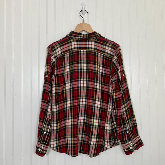 LRL Ralph Lauren Womens Button Up Top Medium Plaid Flannel Western Equestrian - Picture 6 of 9
